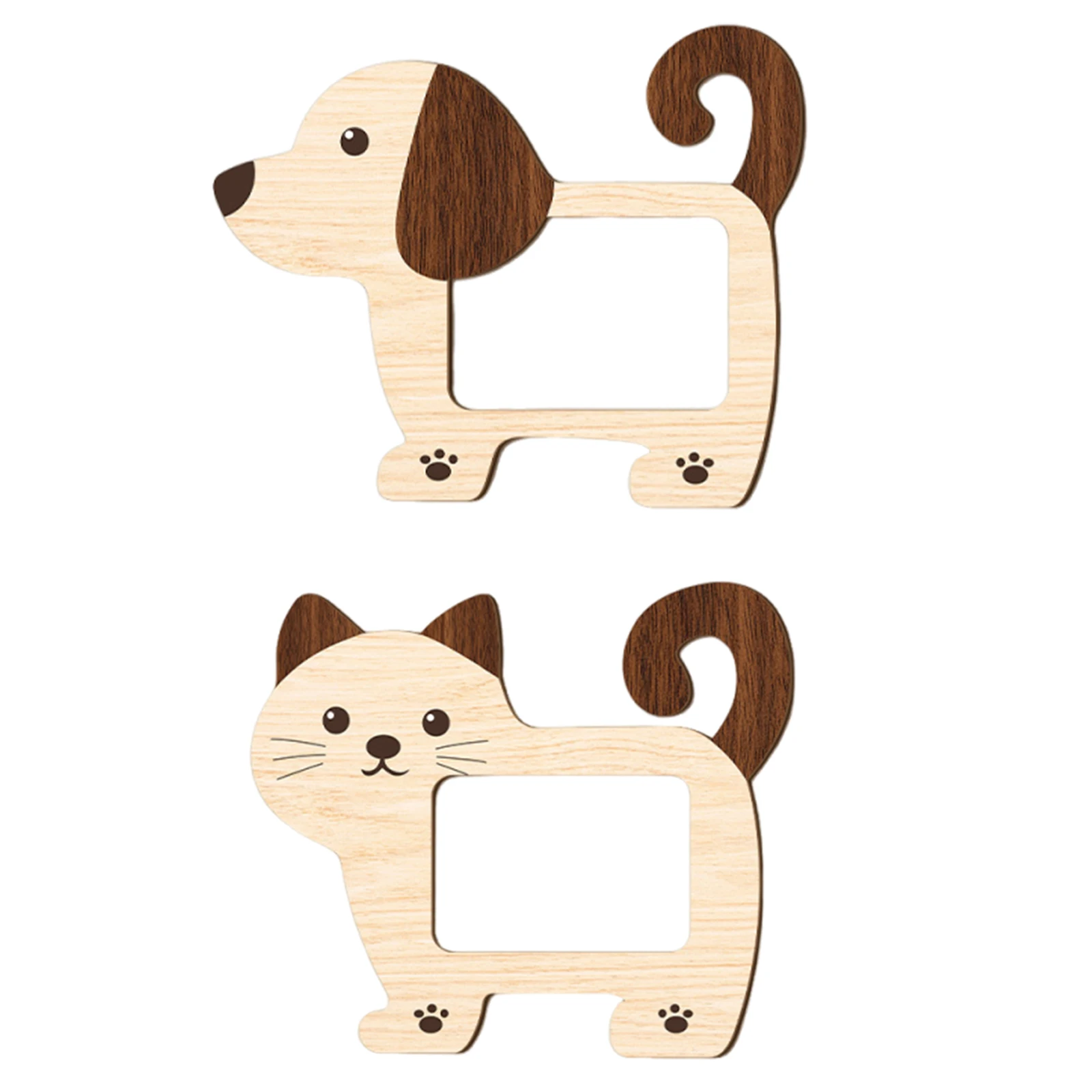 Cat and Dog Shaped Picture Holder Modern Creative Wood Photo Frame Cartoon 2D Animal Shape Picture Frame Pet Owners Lover Gift
