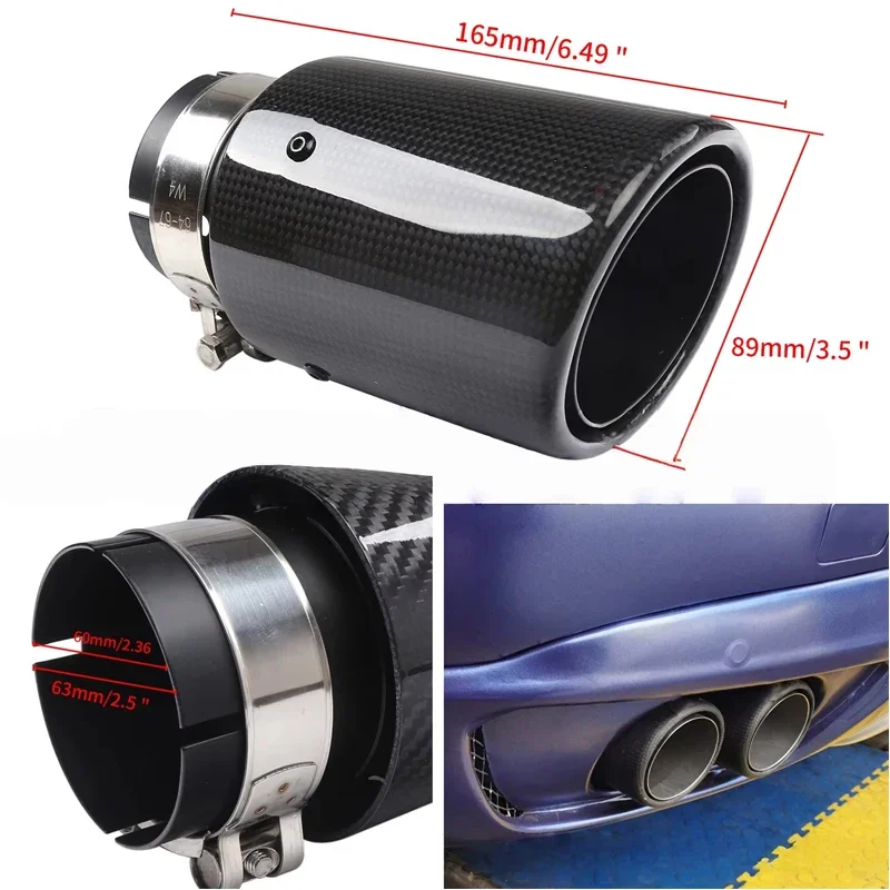 

1pc Inlet: 89mm Outlet:101mm Universal Exhaust Tips Matte/Glossy 3k Carbon Fiber Muffler Exhaust Pipe Mount black