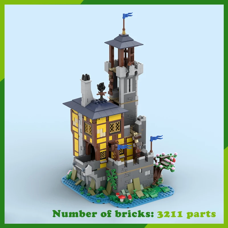 MOC Building Blocks Black Falcon Lord Castle modello di architettura medievale assemblare giocattoli mattoni creativi fai da te regali presenti 3211 pezzi