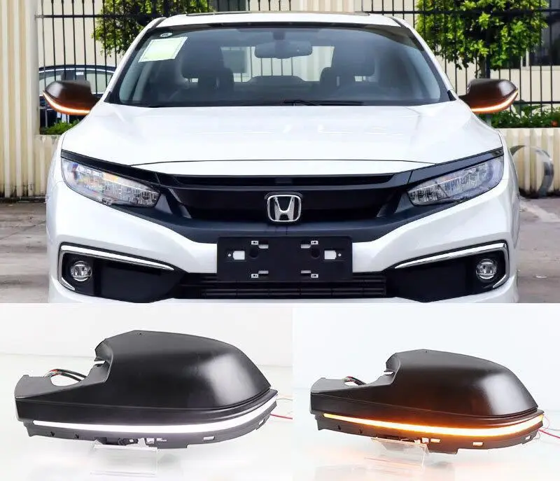 2pcs Dynamic LED Side Mirror Cover Replacement Blinker Turn Signal Light For Honda Civic 2016-2020 Car Styling