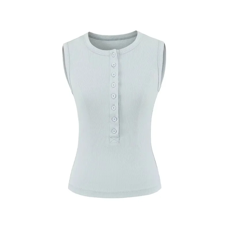 American-style dopamine eight-button ribbed camisole womenbmSummer Slim-Fit Sleeveless Hot Girl Top