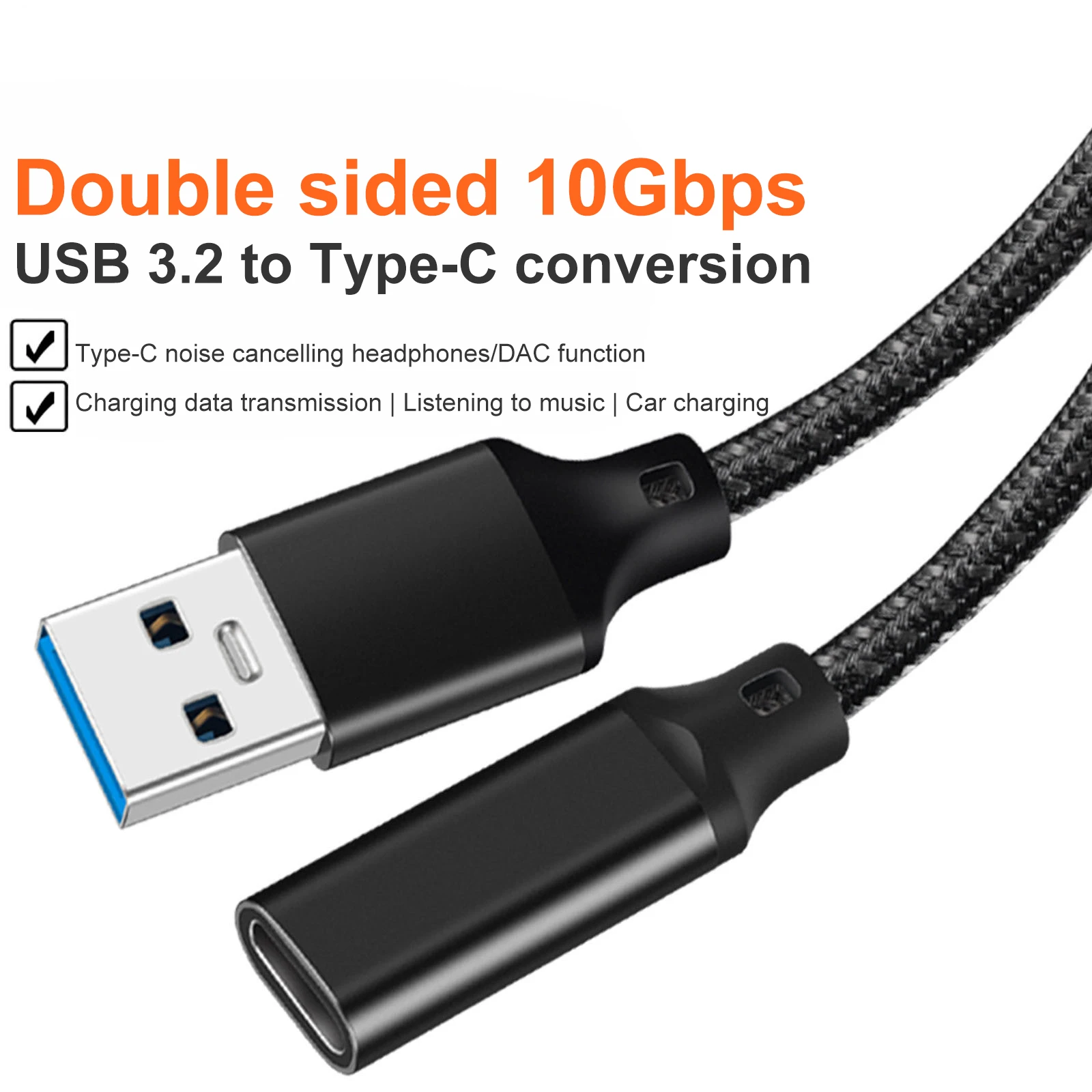 

USB Male to Type-C Female Adapter Double Sided 10Gbps High Speed Data Transmission Extension Cable Usb 3.2A To C Converter