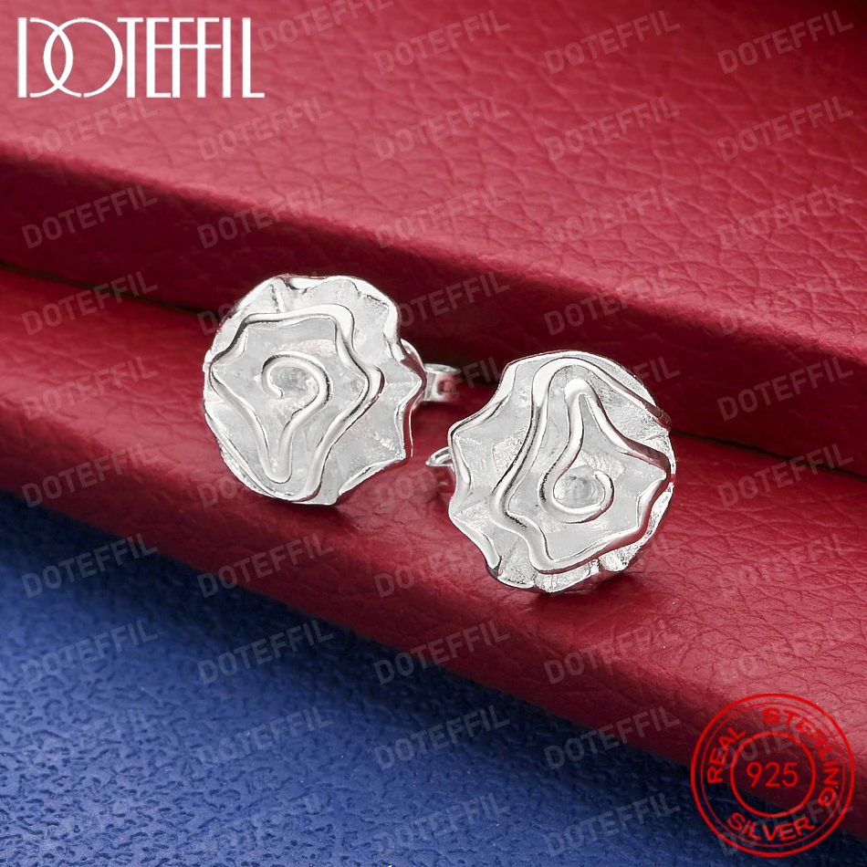 Elegant 925 Sterling Silver Delicate Rose Earrings for Women, Fashionable Party and Wedding Jewelry