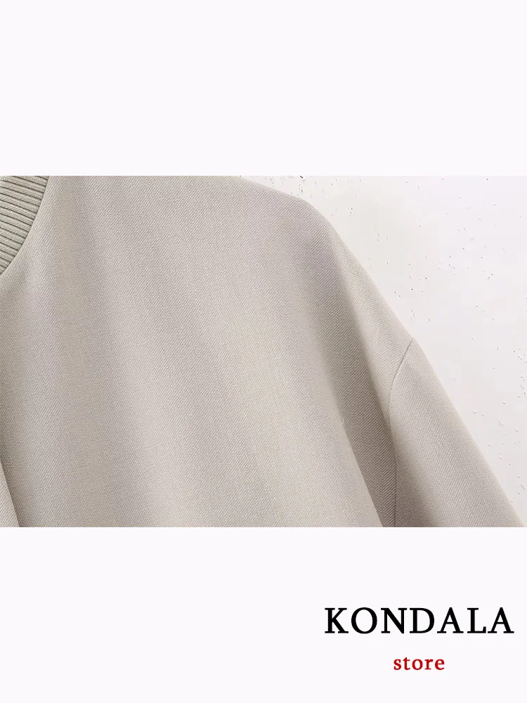 KONDALA Vintage Casual Solid Women Suit Single Breasted Long Sleeve Short Jackets Loose Long Pants Chic Fashion 2023 Autumn Sets