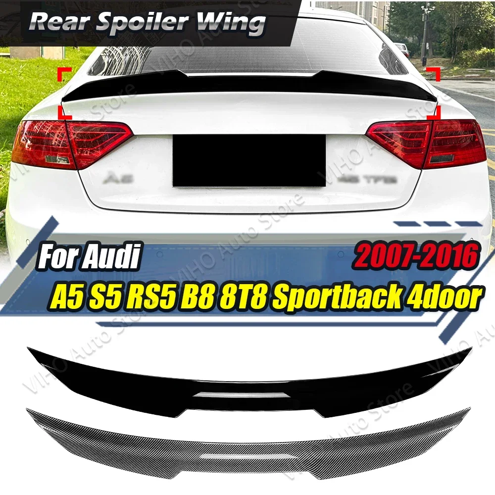 For Audi A5 8T S5 RS5 B8 8T Sportback 4 Doors 2007-2016 PSM Style Car Rear Spoiler Rear Trunk Lip Trim Tail Wing Body Kit