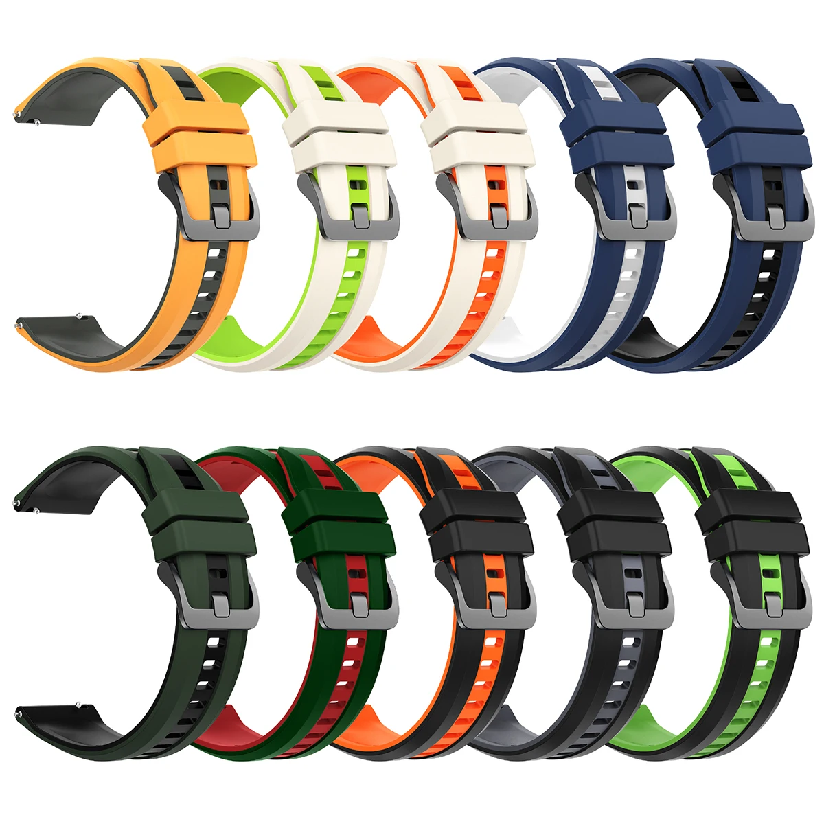 22mm Two-Tones Silicone Strap for Huawei Watch Ultimate 2/GT7 Pro Sports Band for Huawei Watch GT 7/6/5 46mm Universal Watchband