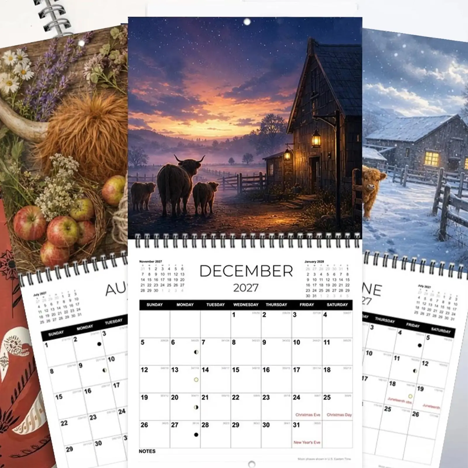2027 Calendar Funny Cow Prints Large Date Grid Planner Whole Year Wall Monthly Calendar For Classroom Dining Room Dorm Bedroom