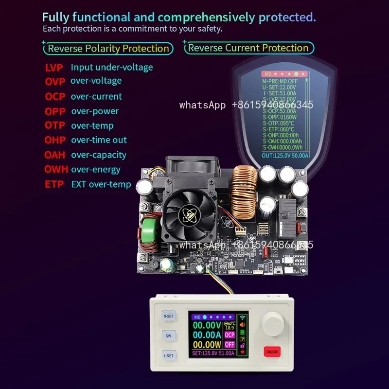 XY12550S 6250W 50A CNC Adjustable Voltage Reduction Power Supply Constant Voltage and Current Module With MPPT