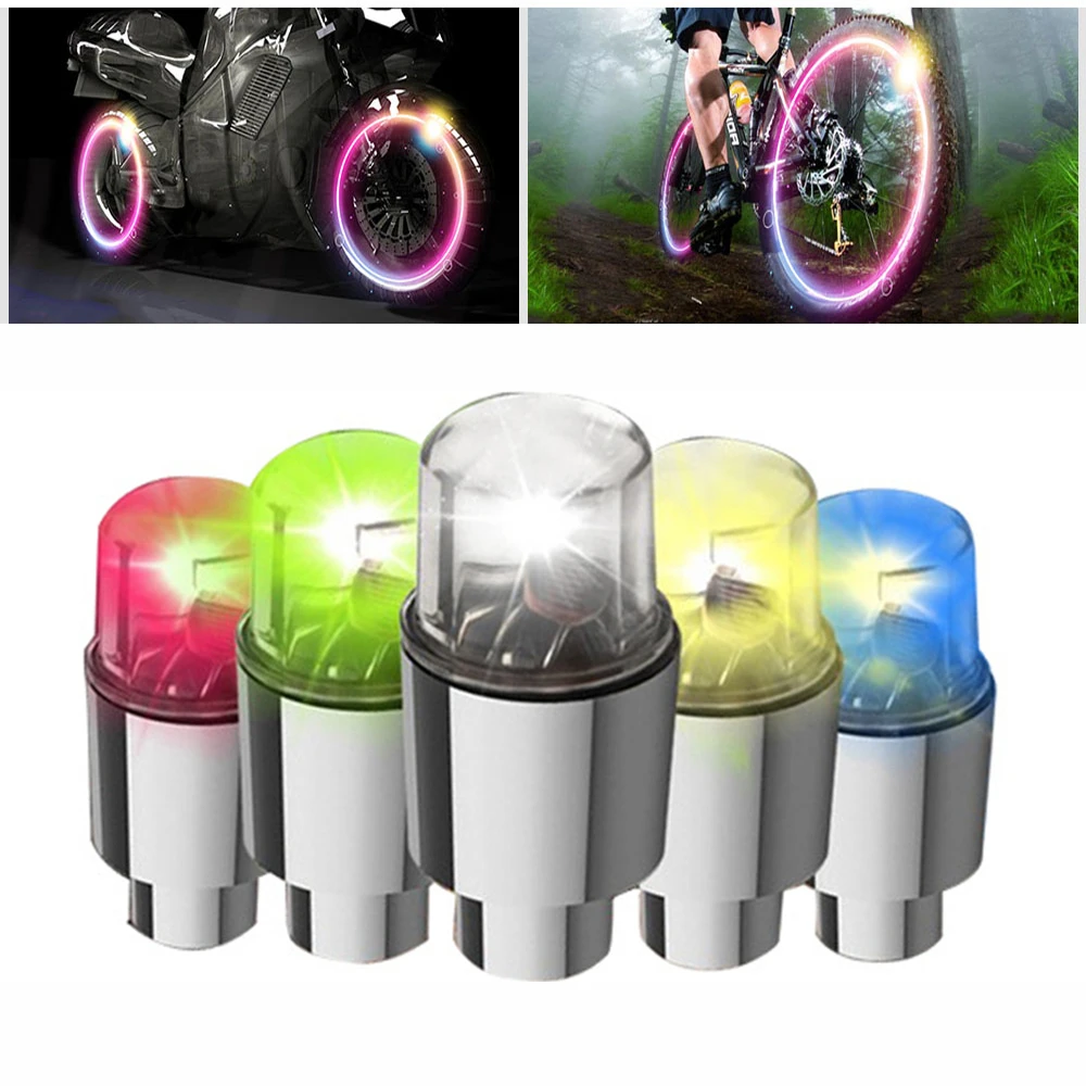 Neon Bicycle Spoke Light Motorcycle Car Wheel Tire Valve Caps LED Light MTB Cycling Lantern Spokes Tyre Lamp Bike Accessories