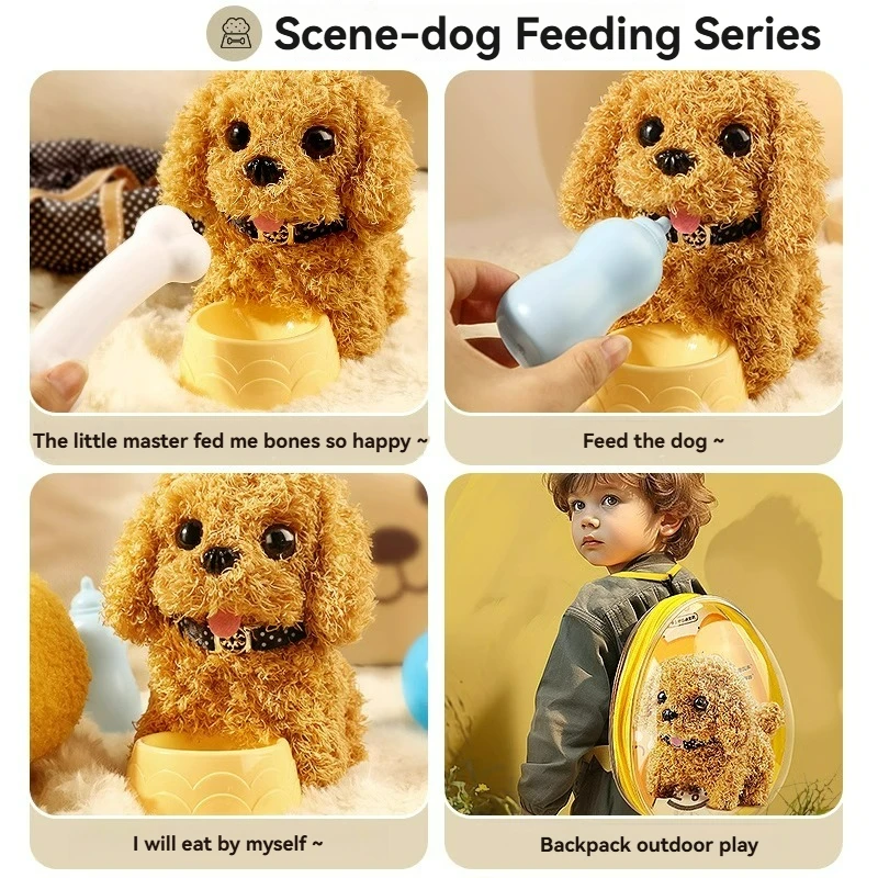 Electronic Pet Backpack Dog Toy Walking Interactive Dog Plush Doll Toys Simulation Automatic Moving Electric Puppy Gift For Kids