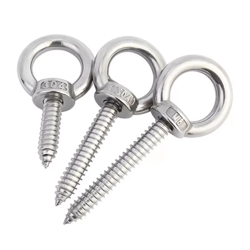 M4M5M6M8 304 Stainless Steel Hanger Ring Self-tapping Screws with Round Ring Hooks Self-drilling Sheep\'s Eye Ring Type Wood Bolt