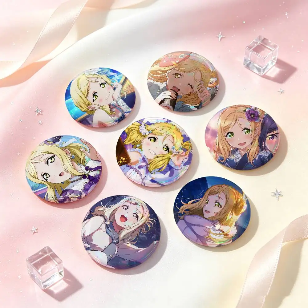 Mari Ohara Anime Character Badges 25 32 44 58 75 Mm Round Cosplay Pin Bag Decor Fans Collect Friends Gifts Brooch Souvenir