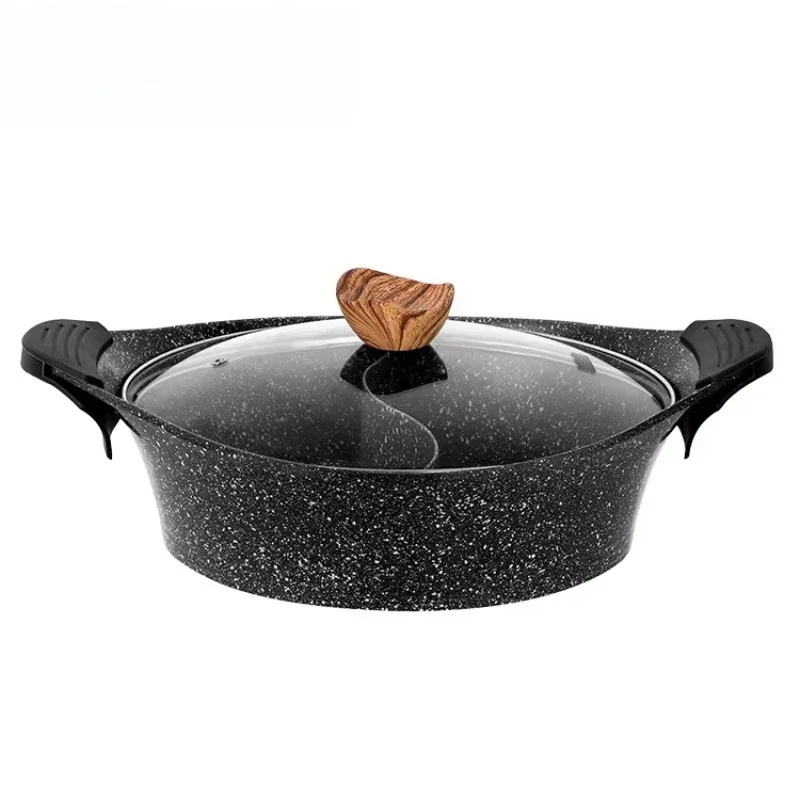 30 cm pressed aluminum, non-stick ceramic coating, induction bottom shabu