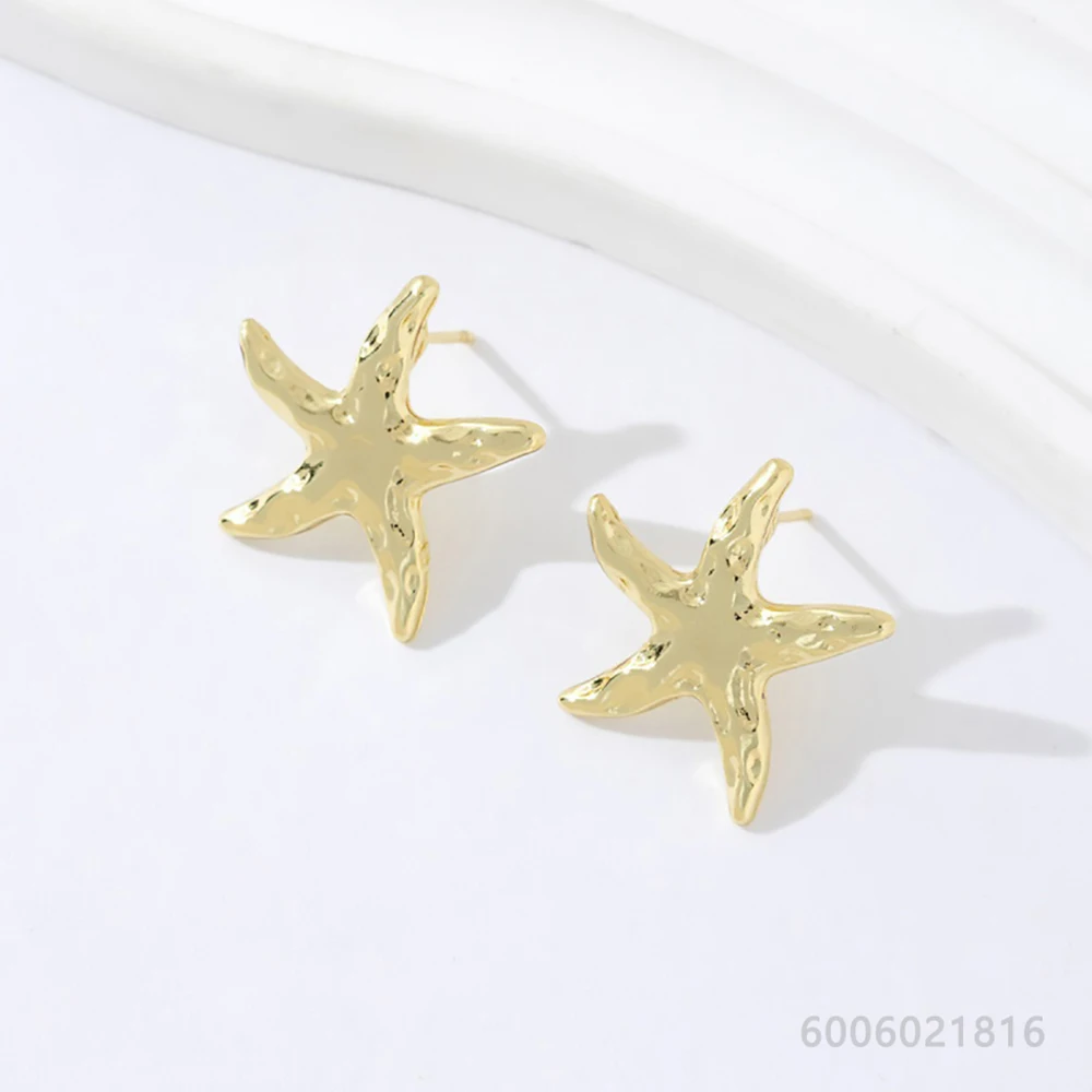 925 Sterling Silver Gold Textured Stars Drop Earrings For Women Jewelry Fashion Personality Party Engagement Accessories