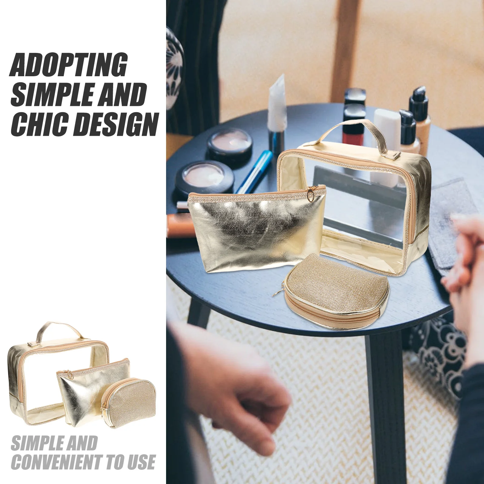 

1Set Makeup Bag Portable Toiletry Bag Travel Plastic Organizer Zipper Pouch Women Storage Travel Makeup Pouch