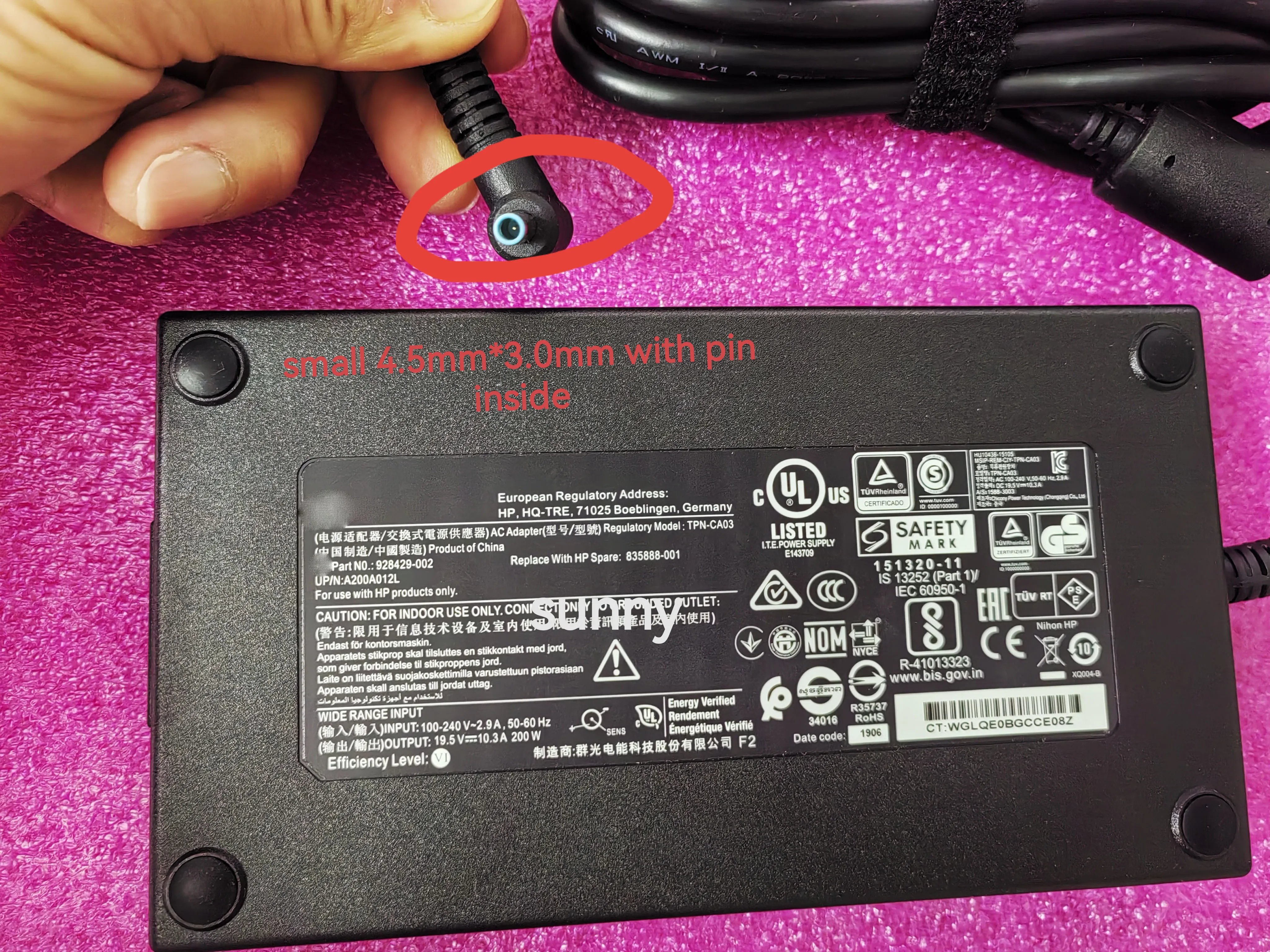 NEW OEM Slim 19.5V 10.3A 928429-002 TPN-CA03 Blue Tip 200W AC Adapter For HP Pavilion 17-cd1007na Gaming Laptop Original Puryuan