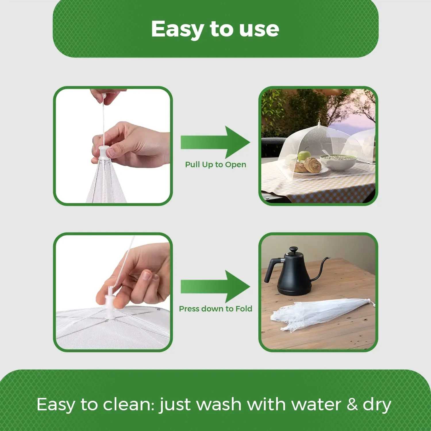 أغطية الطعام مقاس 17 بوصة منبثقة من ألواح شبكية مشفرة لتقديم الخيام، مظلة شبكية دقيقة للأماكن الخارجية والحفلات والنزهات،