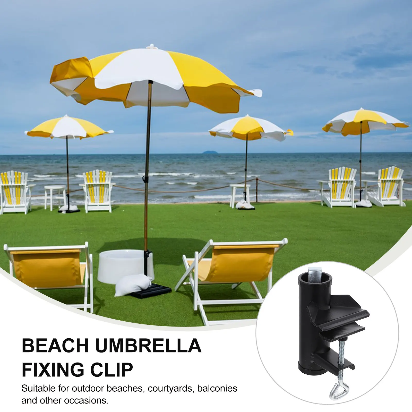 Versatile Iron Umbrella Clamp Stand Holder Adjustable for Various Pole Sizes Outdoor Umbrella Clip Mount for Patio Beach