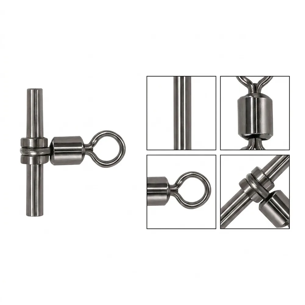 30pcs 3 Way For Cross Line Swivel T Shape Sleeve Brass Black Nickel For Deep Drop Rig Saltwater Fishing Terminal Tackle Parts