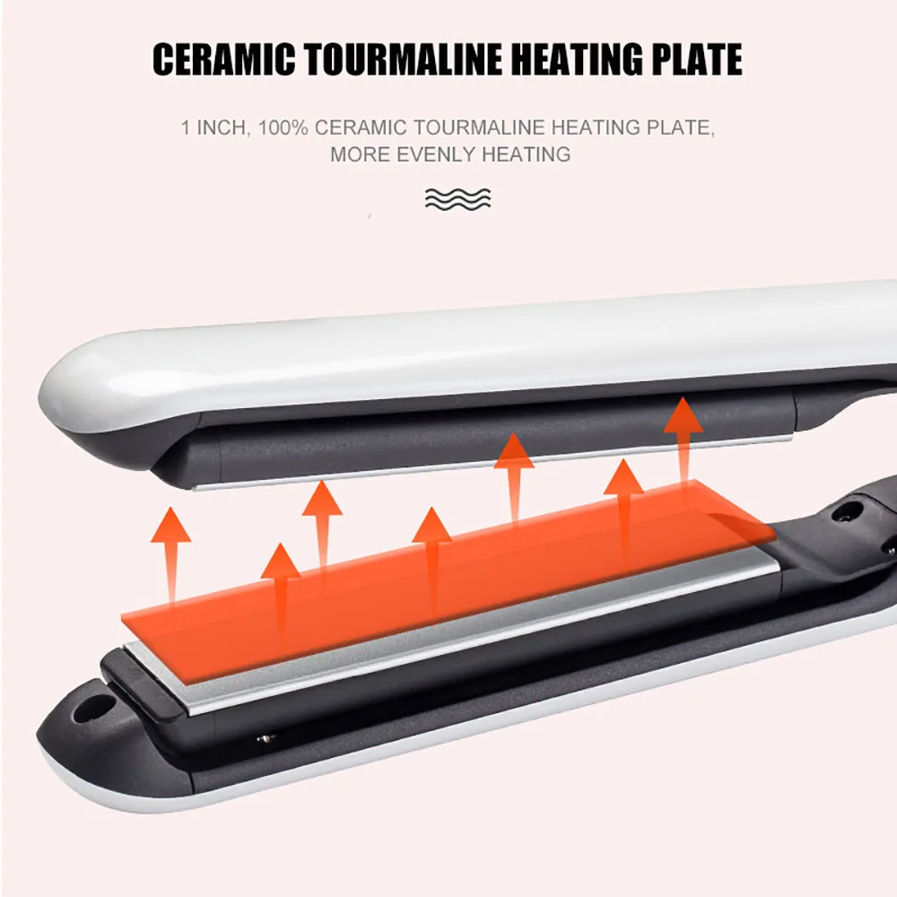 1-дюймовый профессиональный выпрямитель для волос с генератором отрицательных ионов, керамическое покрытие, светодиодный макс. 210 ℃ /410 ℉   Плоский утюг PTC Отопление
