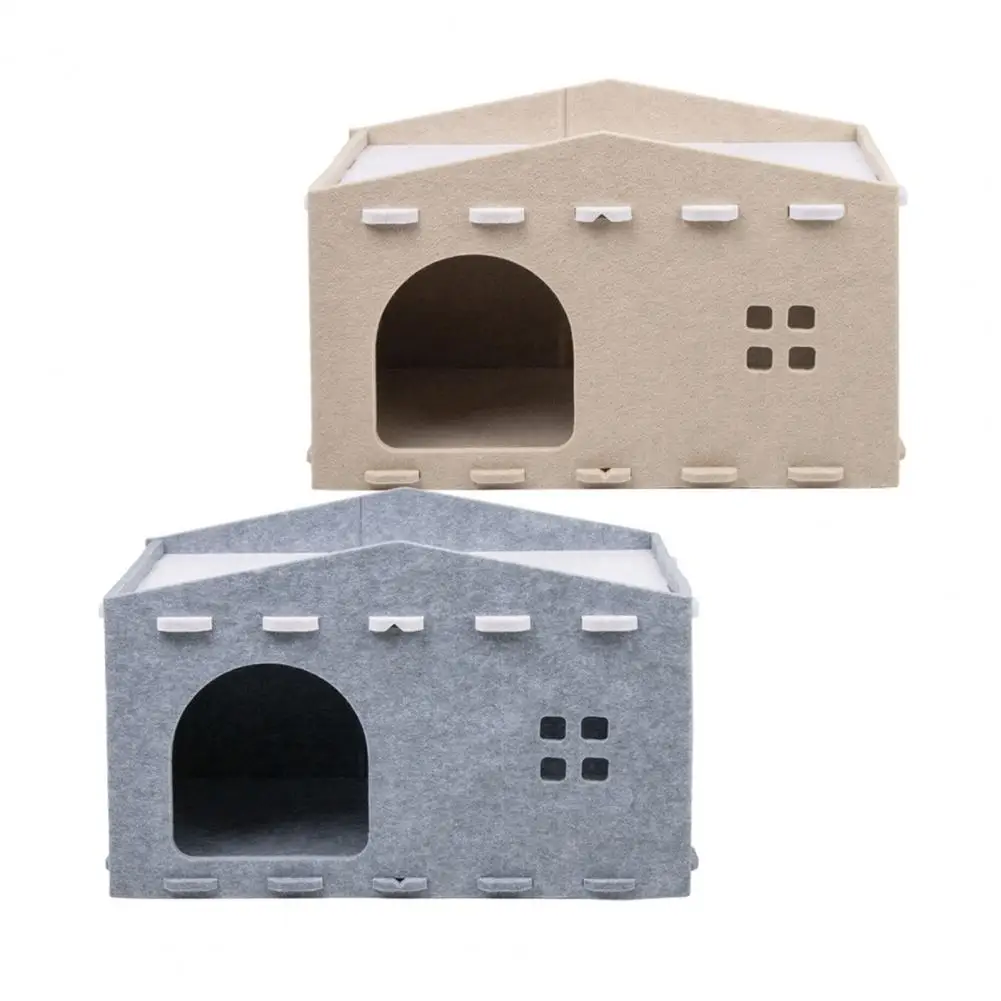 Cat House Bed Cave Nest Pet House Felt Cat Play Rest Space Pet Condo Hideaway Cube 2-in-1 Scratching Board Cat Beds