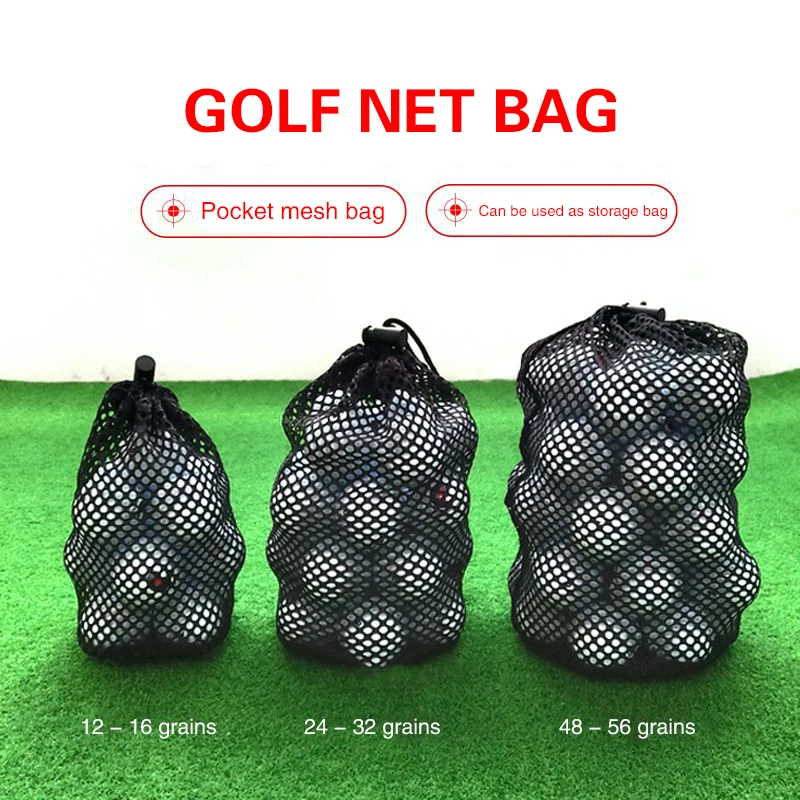 Golf Mesh Net Bag Nylon Golf Tennis 16/32/56 Ball Carrying Drawstring Pouch golf bags Golf Accessories Indoor Outdoor Sports