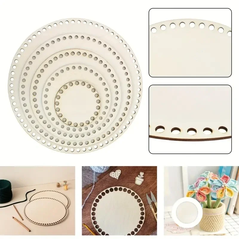 

Деревянное дно корзины, пустая однотонная вязанная крючком корзина, деревянная основа для корзины «сделай сам», ткацкие принадлежности, ремесло, украшение для дома