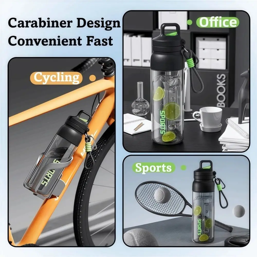 

700ML Sports Straw Cup Portable with Hanging Buckle Cycling Water Bottle Large Capacity Heat-Resistant Student Water Cup