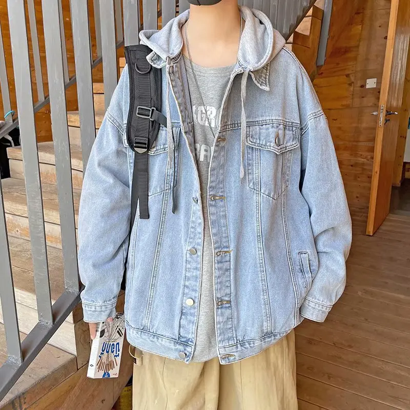 جايت دينم رائع للرجال مع غطاء محرك السيارة كاجوال Sli النسخة الكورية فضفاضة تناسب الخريف جديد Sle ملابس خارجية ماركة Faionable