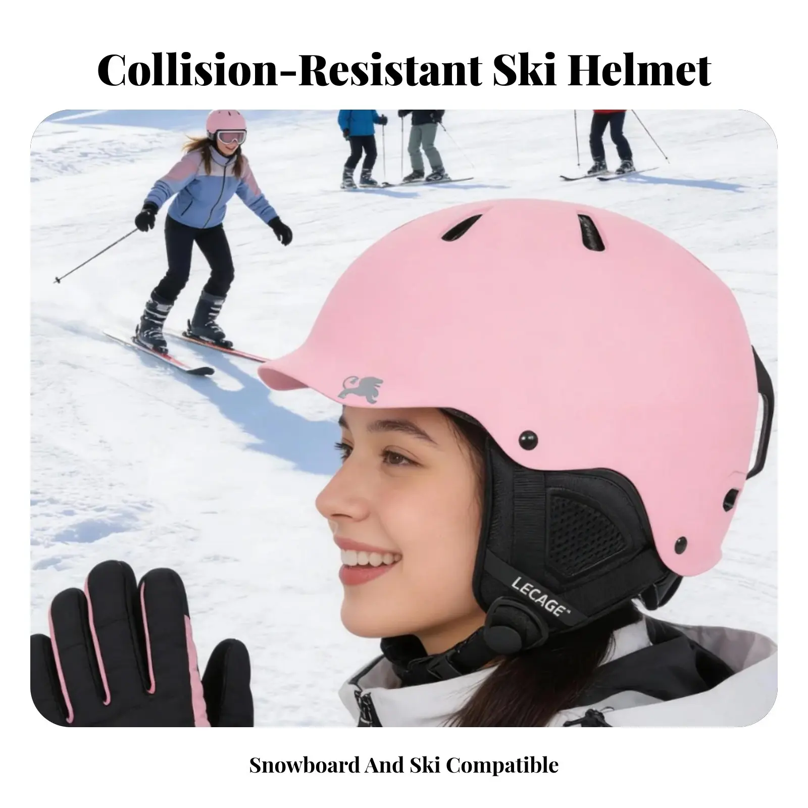 

Ski Helmet, Professional Winter Sports Headgear, Impact Resistant, Warm, Adjustable, Suitable for Skiing and Snowboarding