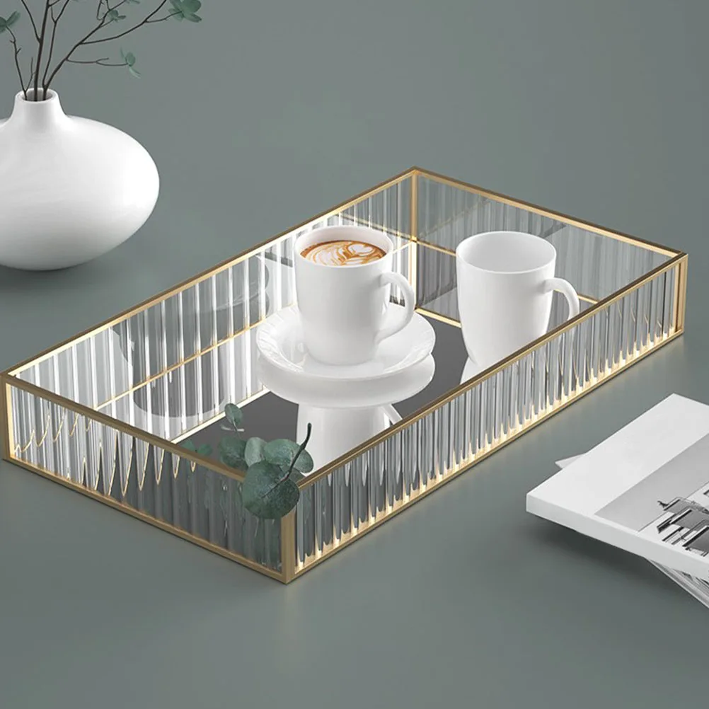 

Glass Storage Tray Lightweight Chic Decorative Organizer Bathroom Holder Jewelry Toiletries Sundries