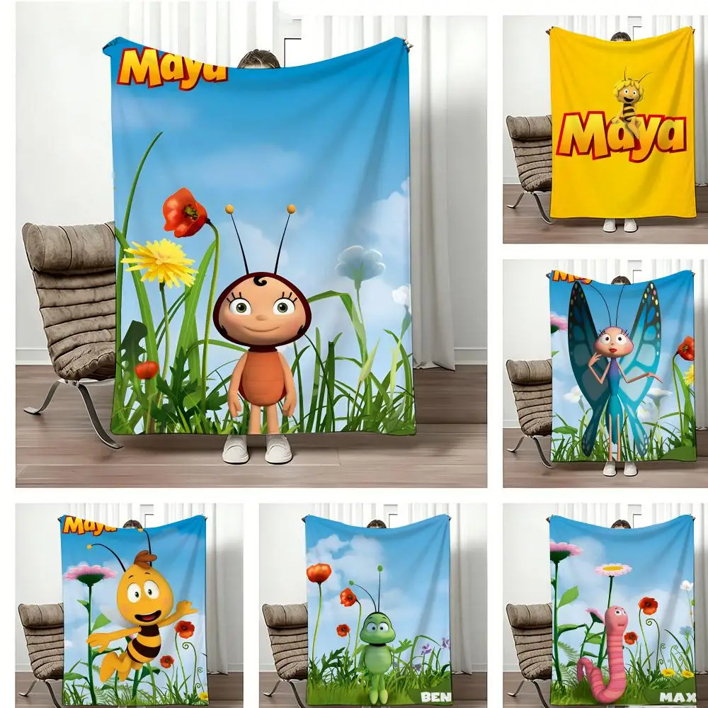Hit Anime M-Maya the B-Bee Throw Lightweight 240g Flannel Blanket Soft Skin-friendly for Summer Cooling