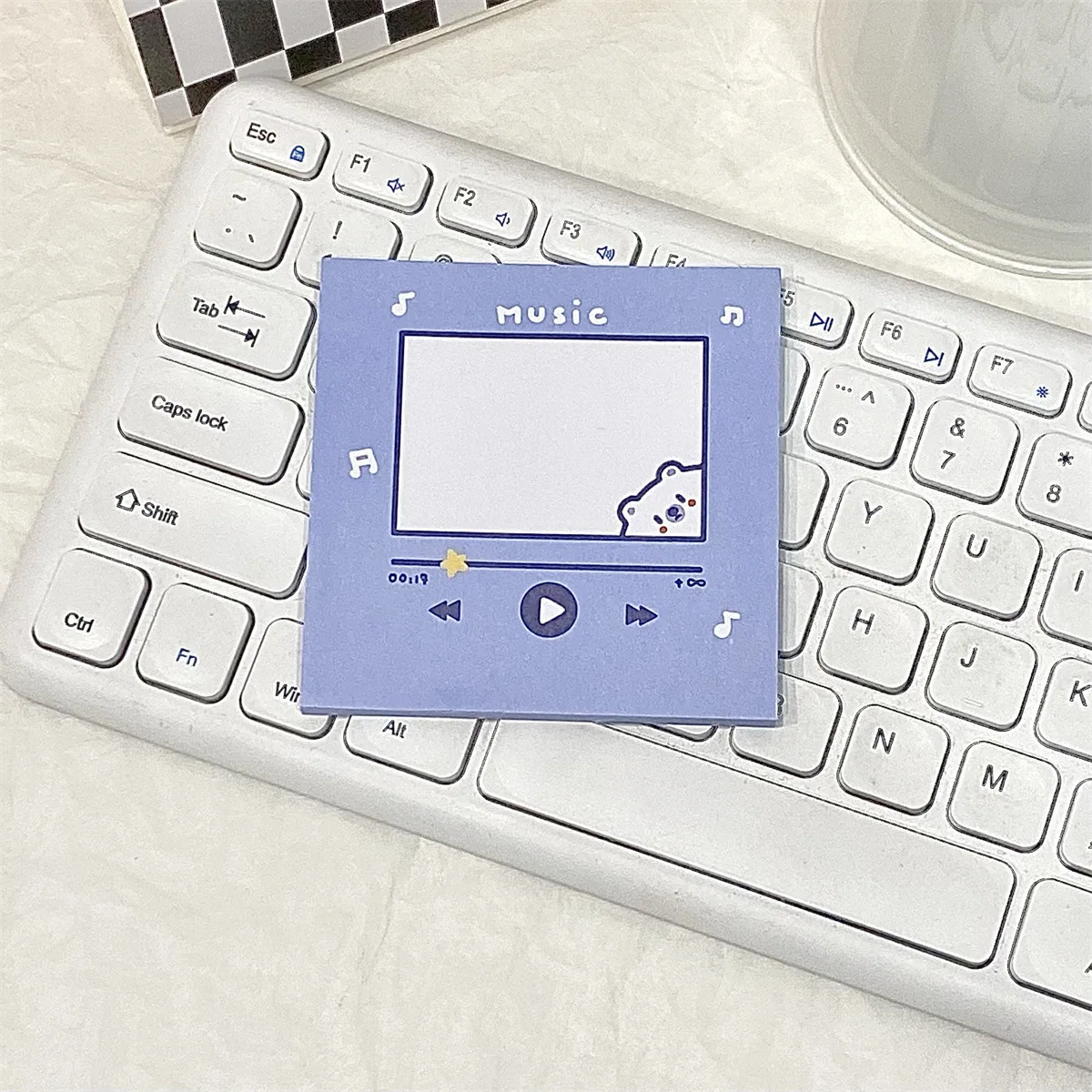 50sheets 8cm Cute Cartoon Blue Bear Series Sticky Note Student Memo Pad Mini Pocket Notepad Daily Planner To-do List Stationery