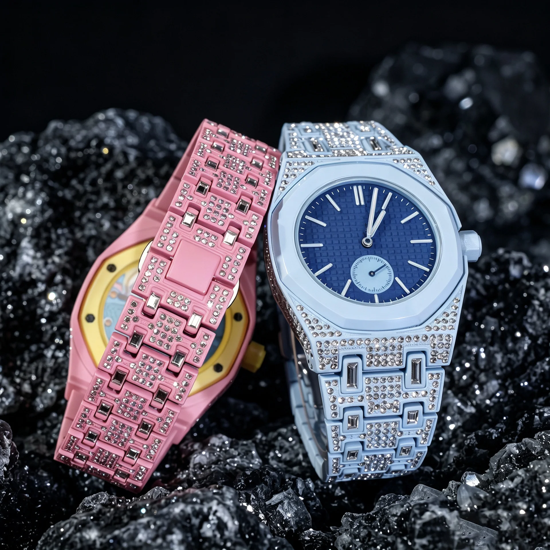Metal Inlaid Diamond Strap For Swatch x AP Royal Pop Pocket Luxury Zinc Alloy Modification Kit Bracelet WristBand For Royal Pop