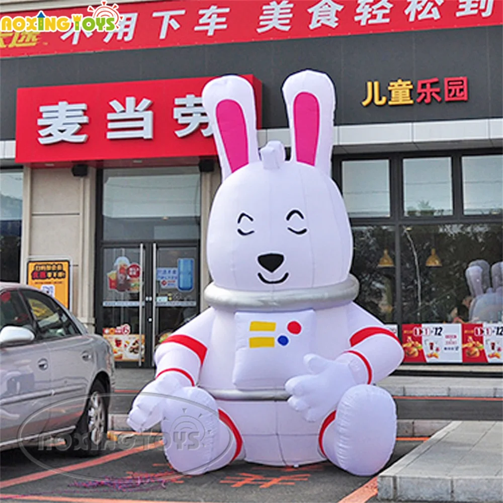 Outdoor Giant Oxford Inflatable Astronaut Rabbit Cartoon Animal Model For Advertising Yard  Event With Air Blower Free Shipping