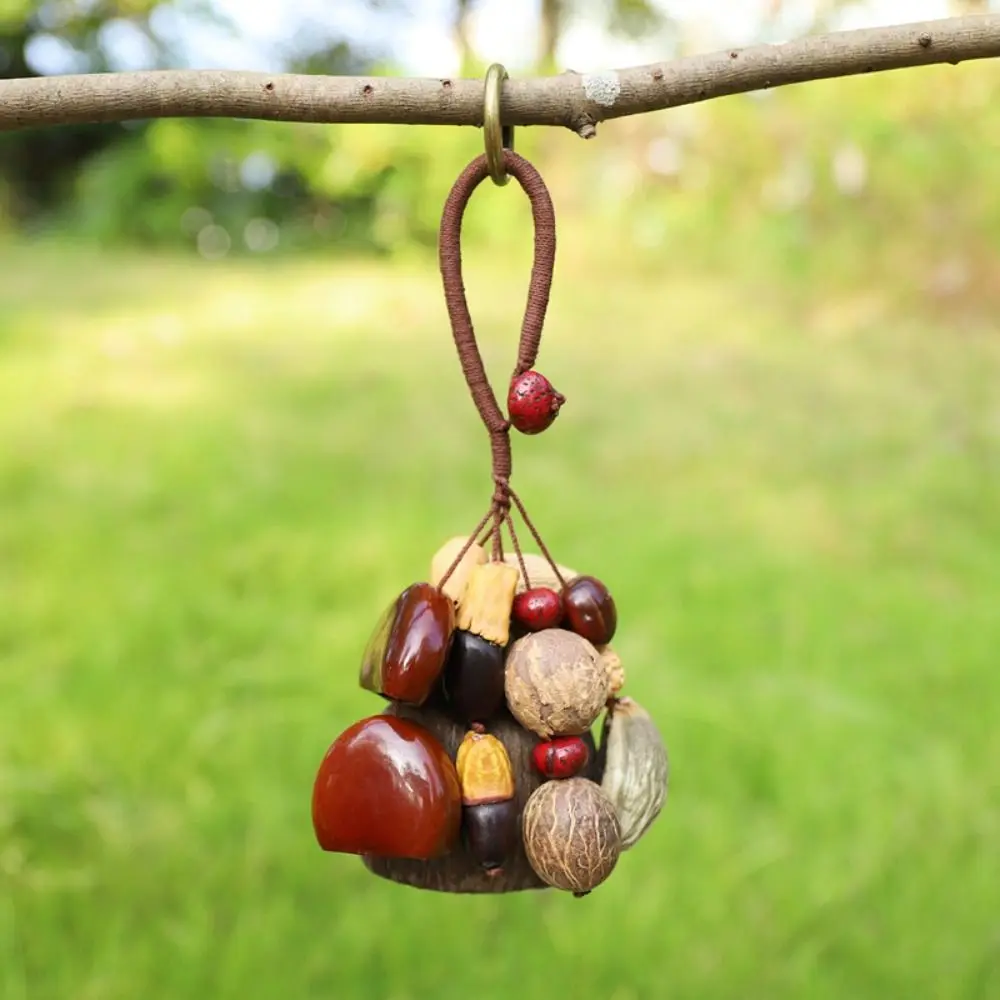 Handmade Natural Fruit Shell Bag Keychain Bag Accessories Personality Nut Shell Wind Chime Multifunctional Usage