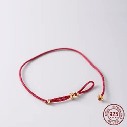 Adjustable 22cm 925 Silver Rope Bracelets Women Flower Ancient Coins Red Thread Line String Bracelets For Women Girls Gold
