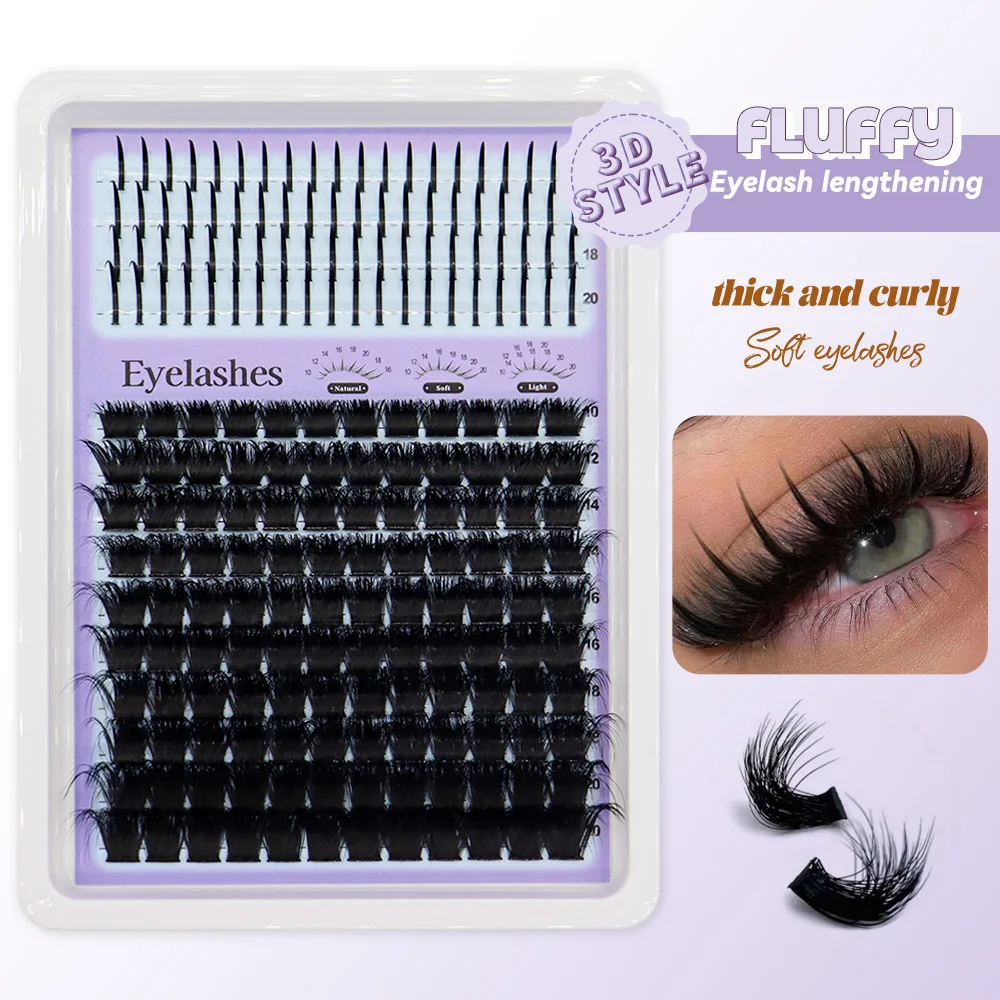 12 rows of false eyelash clusters, dense and natural handmade, fluffy upper eyelash clusters, tapered for upper lashes, DIY