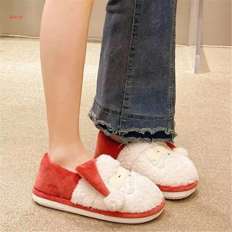 Christmas Slippers Plush Cotton Slippers Comfortable Wear Slip Resistant Women Bedroom Shoes Warm Winter House Slippers