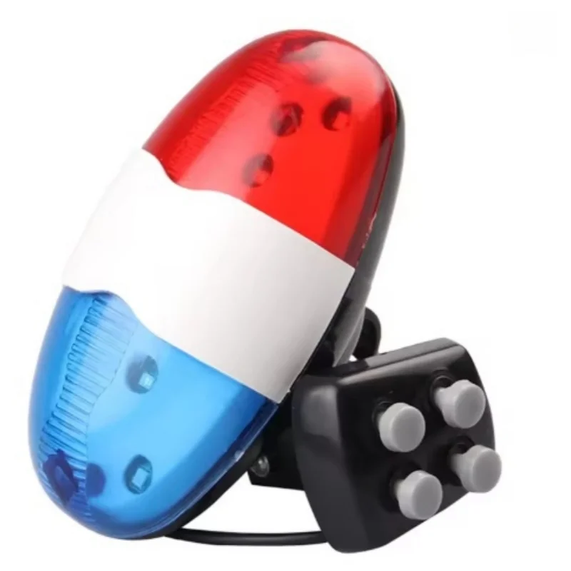 6 LED 4 لهجة الأصوات الدراجات جرس الشرطة سيارة ضوء الإلكترونية القرن صفارة الإنذار للطفل دراجة أطفال سكوتر الدراجات مصباح الملحقات