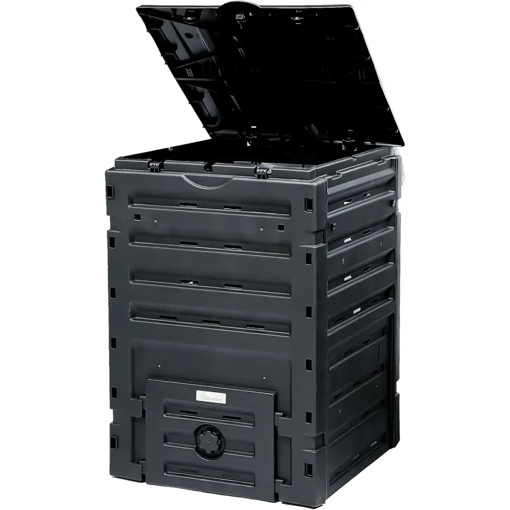 

Large 120 Gallon Outdoor Compost Bin with Snap-on Lid and Aeration, Lightweight Tumbler for Easy Garden Composting