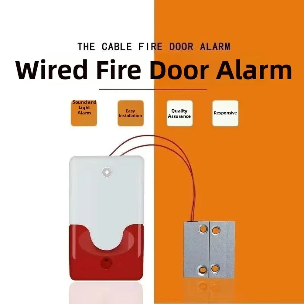 For Fire Door Magnetic Alarm Wired Design 100dB Output with Visual Light Signal for School and Office Security