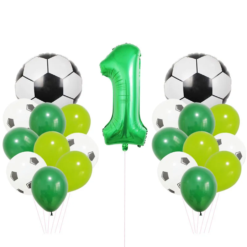 21Pcs Football Ballon 123th Birthday Party Decoration Kids Boy Sport Balloon Digit Number Ball Soccer Sports Party Supplies Ball