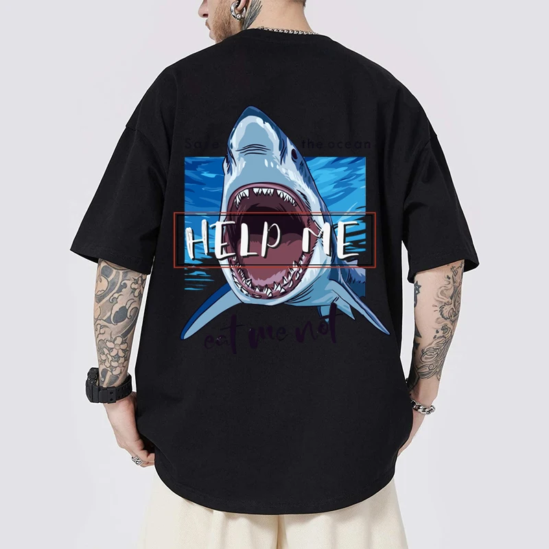 American Trendy Printed Fashionable Tees Summer Men's Cotton T-shirt High Quality Breathable Sweat Wicking Sportswear New 2024