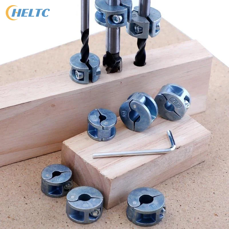 3Pcs/set 6mm 8mm 10mm Drill Bit Stopper Collars Zinc Alloy Drilling Depth Stop Rings With Hex Wrench Open Type For Drill Bit