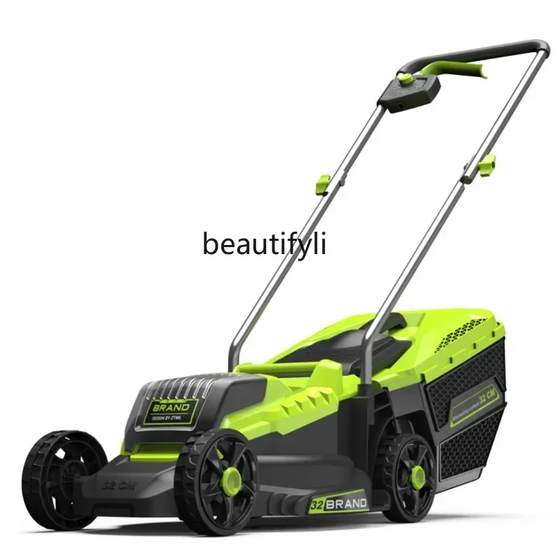 TTT Brushless lithium battery hand-push electric lawn mower household trimming and weeding mower