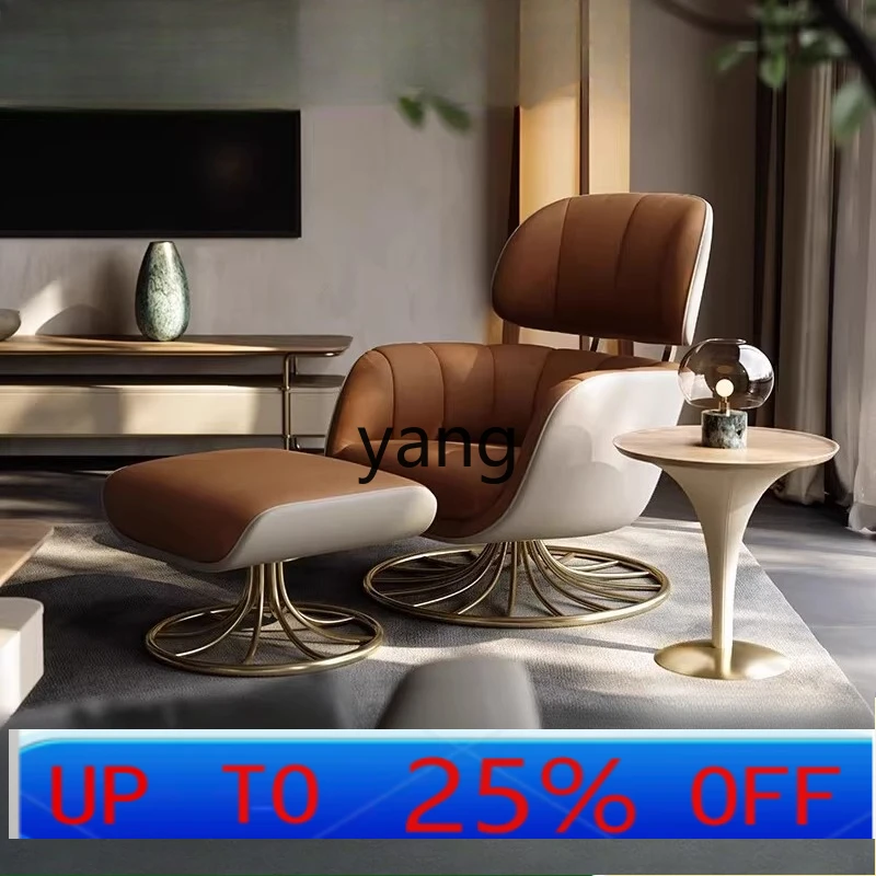 

LTT single sofa chair leather Italian light luxury living room home hotel rotatable leisure chair