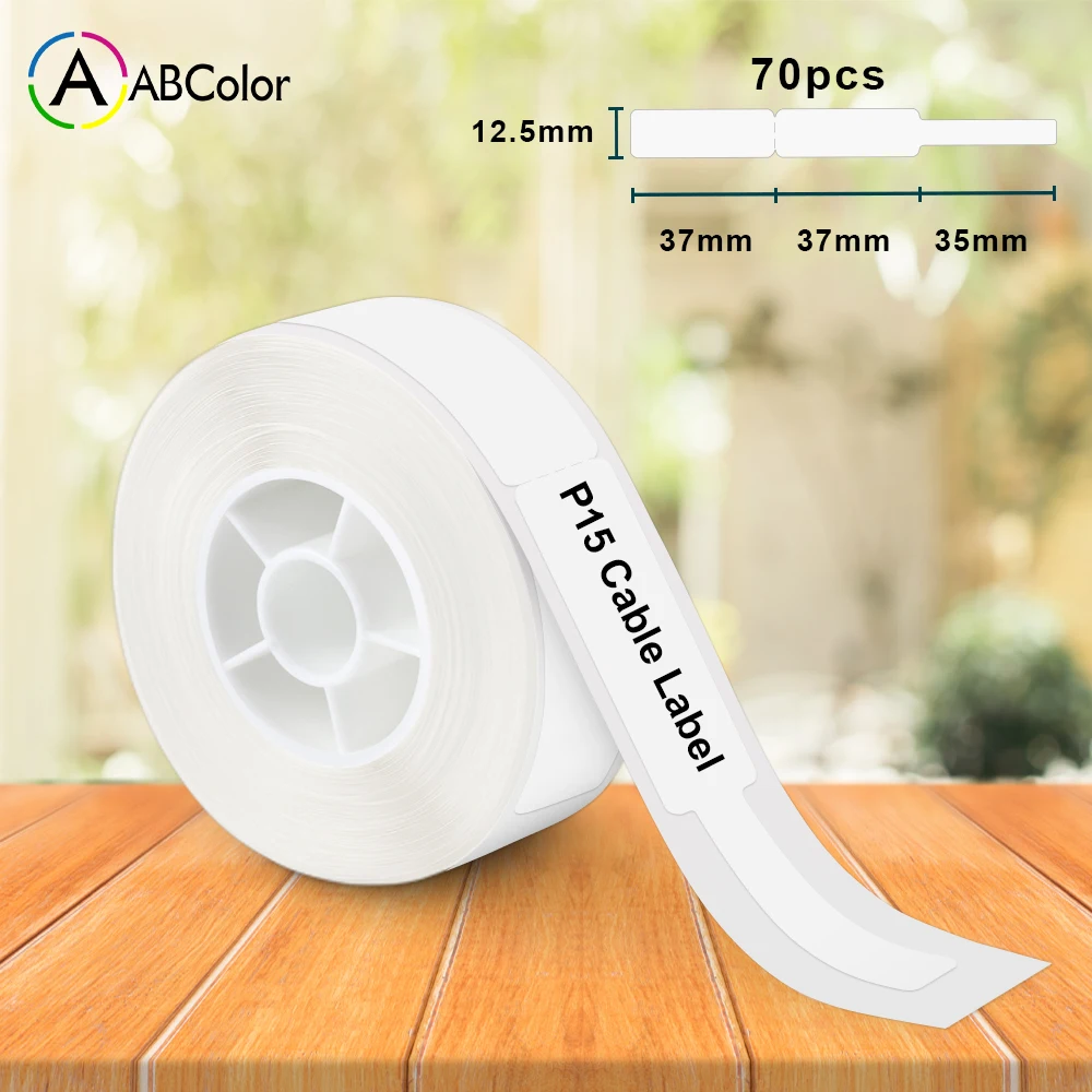 Terno adesivo adesivo para impressora térmica, papel de etiqueta de cabo, impressora térmica Marklife P15 P11 L12 DELI Q2 PRT M11