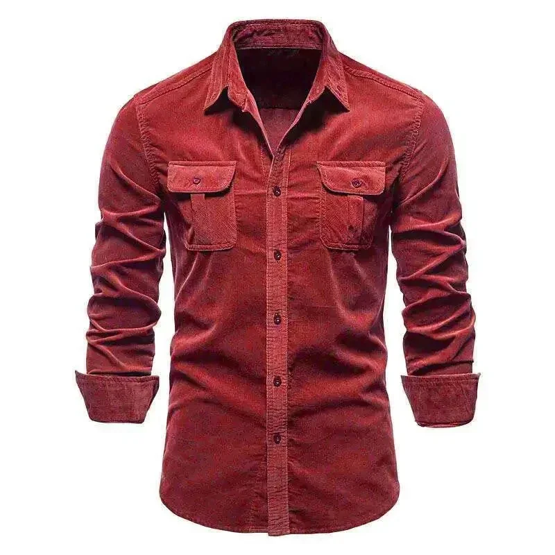 New Men Long Sleeve Shirts Casual Cotton Shirt High Quality Solid Color Corduroy shirt Brand Clothing Male Blouses Shirt jacket