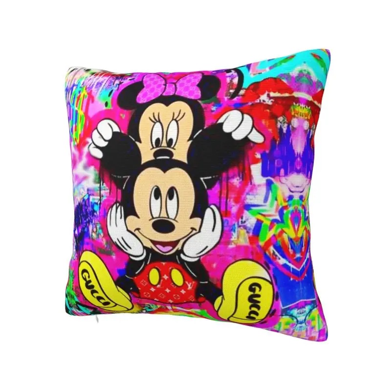 Custom Mickey Mouse Throw Pillow Case 45*45cm Sofa Cushion Cover Square Polyester Pillowcase Double-sided Printing